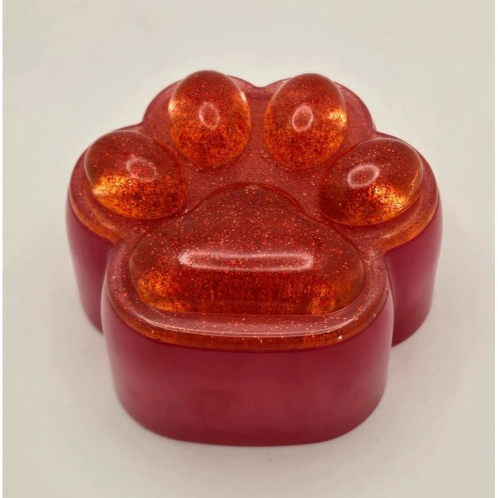 Paw Print Resin Trinket Jar Removable Lid Dog Cat Pet Memory Keepsake Ash Holder
